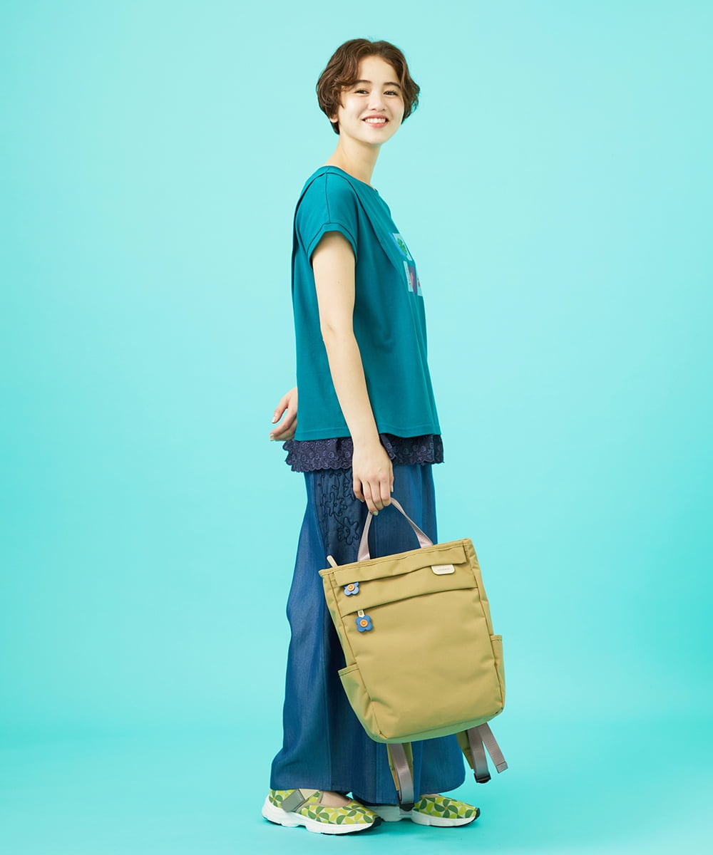GJKGB46100 Jocomomola(ホコモモラ) Planta モチーフプリントTシャツ アイボリー