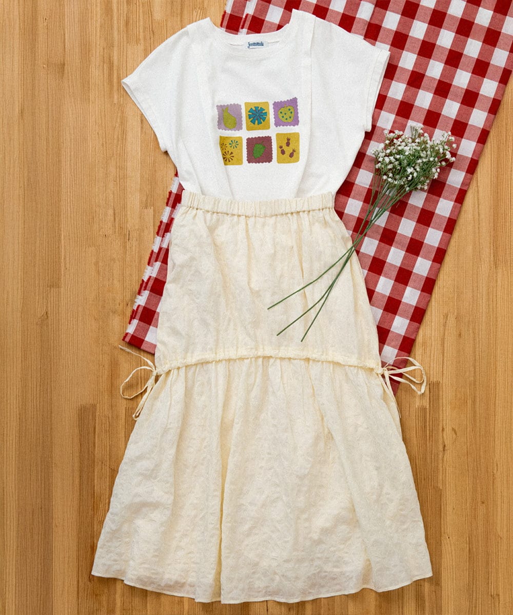 GJKGB46100 Jocomomola(ホコモモラ) Planta モチーフプリントTシャツ アイボリー