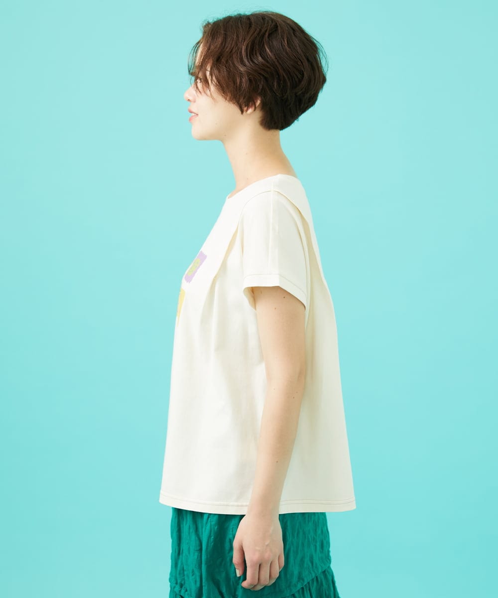 GJKGB46100 Jocomomola(ホコモモラ) Planta モチーフプリントTシャツ アイボリー