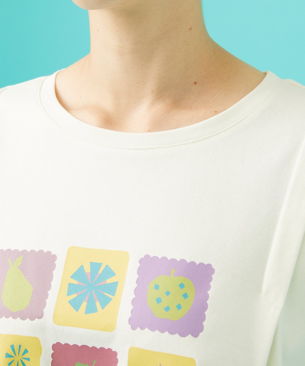 GJKGB46100 Jocomomola(ホコモモラ) Planta モチーフプリントTシャツ アイボリー