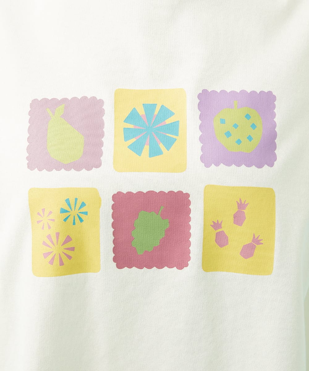 GJKGB46100 Jocomomola(ホコモモラ) Planta モチーフプリントTシャツ アイボリー