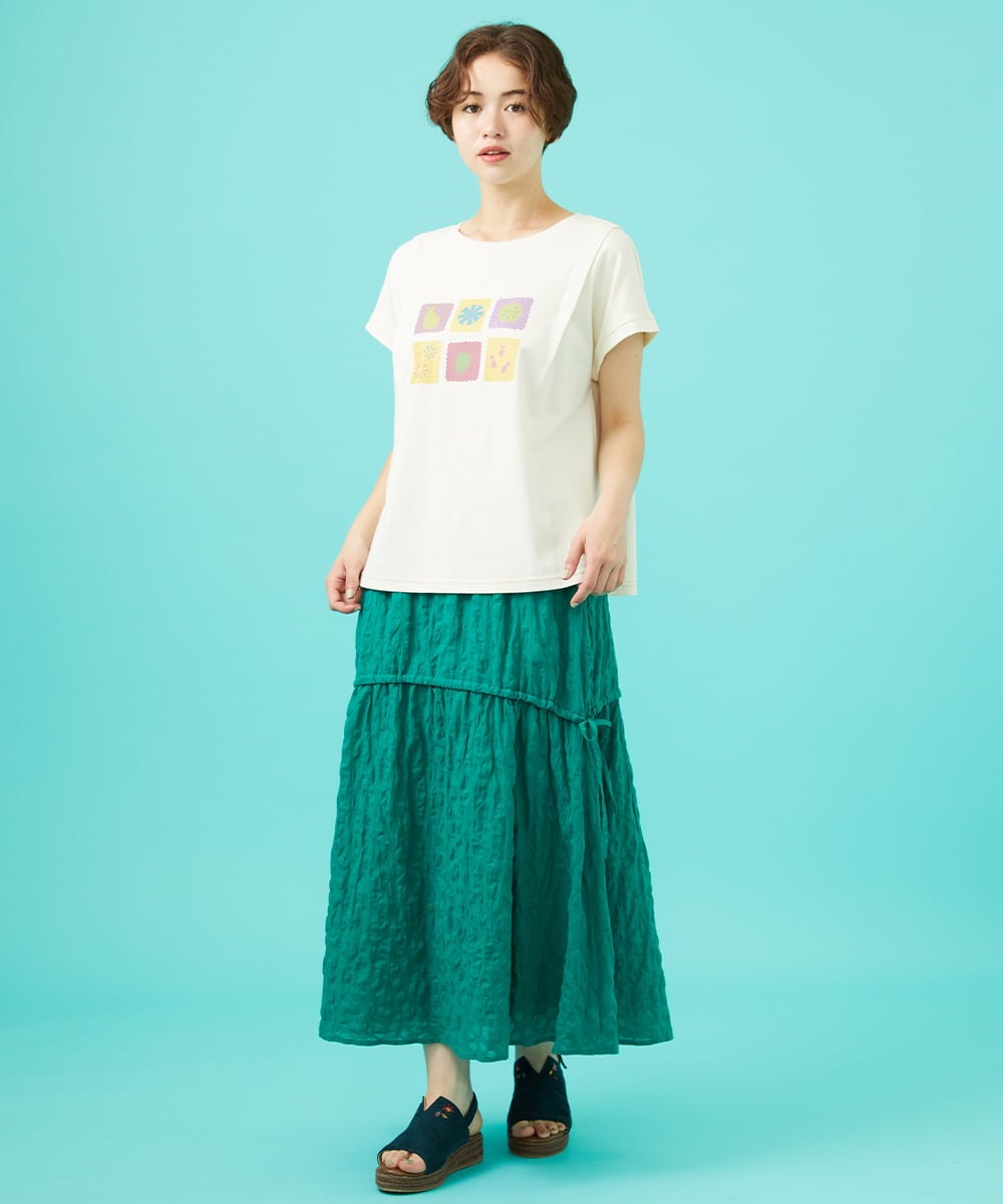 GJKGB46100 Jocomomola(ホコモモラ) Planta モチーフプリントTシャツ アイボリー