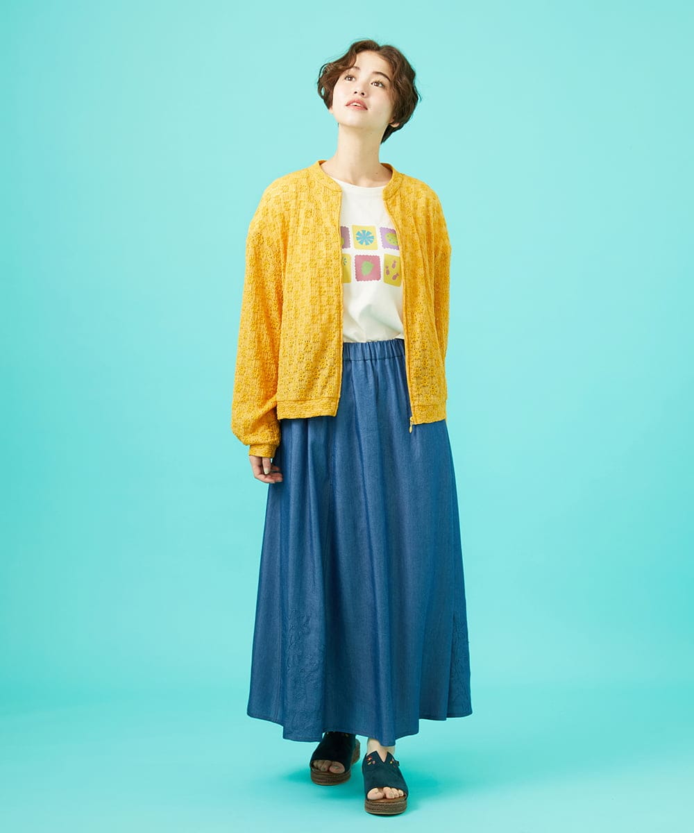 GJKGB46100 Jocomomola(ホコモモラ) Planta モチーフプリントTシャツ アイボリー