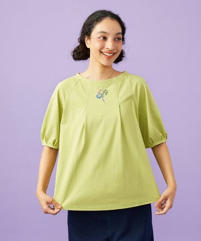 GJKGD01180 Jocomomola 【接触冷感/2WAY】T/C天竺 フラワープリントTシャツ