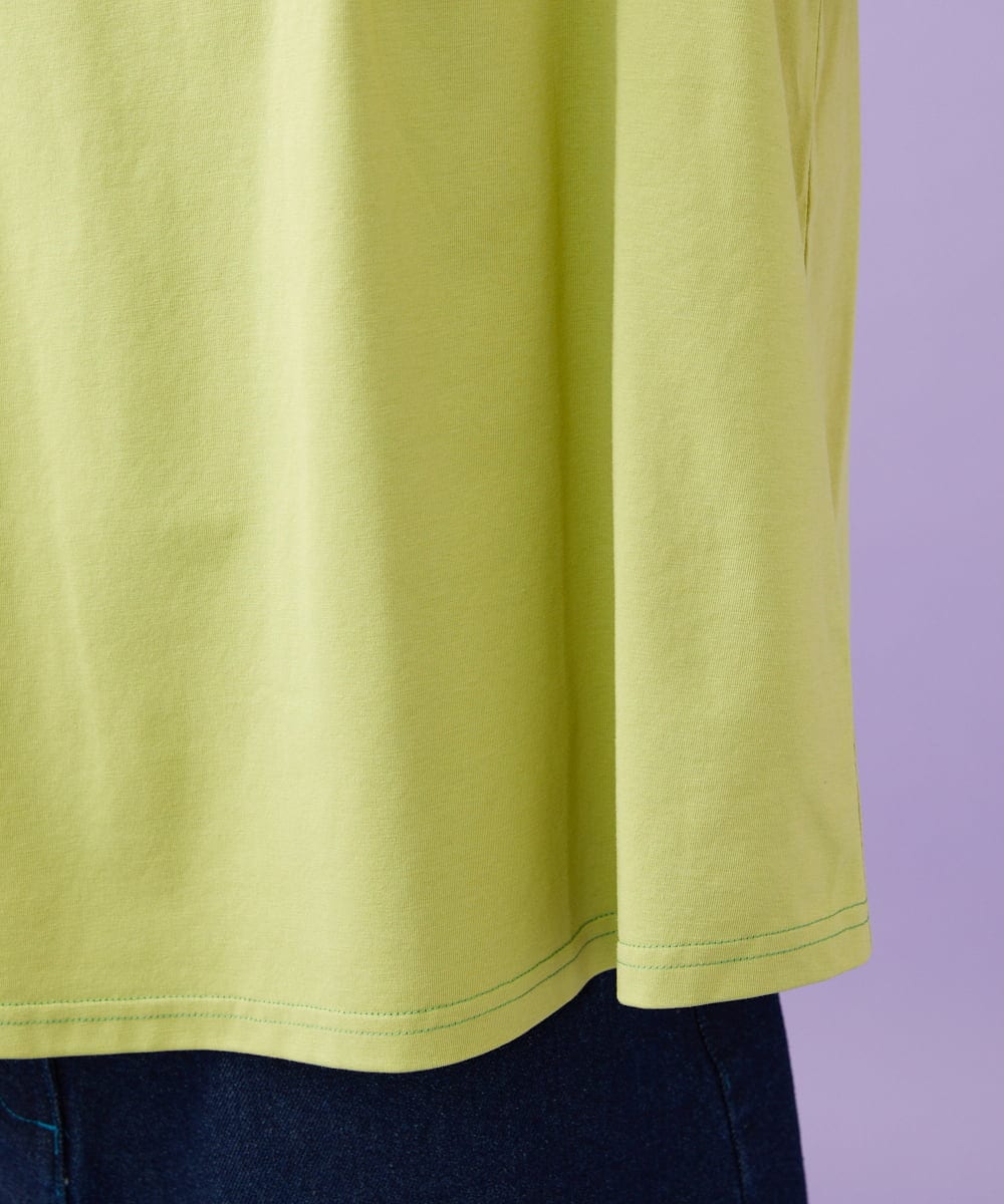 GJKGD01180 Jocomomola(ホコモモラ) 【接触冷感/2WAY】T/C天竺 フラワープリントTシャツ グリーン