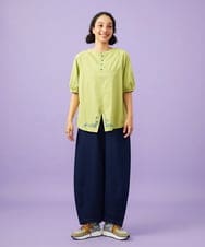 GJKGD01180 Jocomomola(ホコモモラ) 【接触冷感/2WAY】T/C天竺 フラワープリントTシャツ グリーン