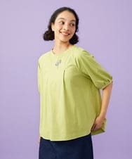 GJKGD01180 Jocomomola(ホコモモラ) 【接触冷感/2WAY】T/C天竺 フラワープリントTシャツ グリーン