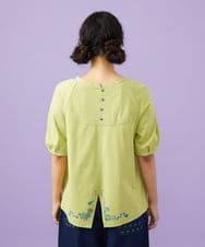 GJKGD01180 Jocomomola(ホコモモラ) 【接触冷感/2WAY】T/C天竺 フラワープリントTシャツ グリーン