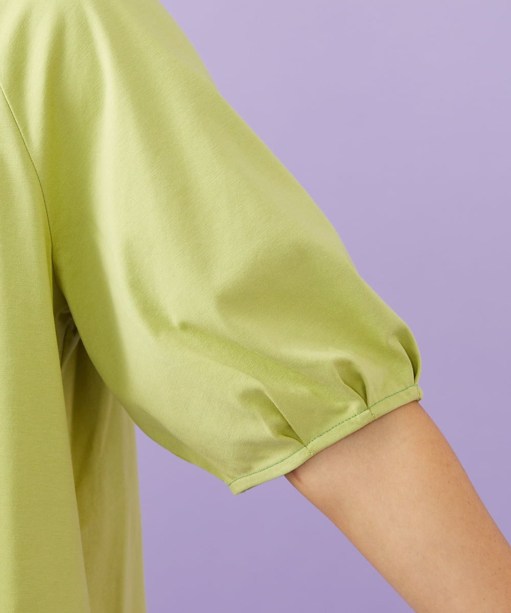 GJKGD01180 Jocomomola(ホコモモラ) 【接触冷感/2WAY】T/C天竺 フラワープリントTシャツ グリーン