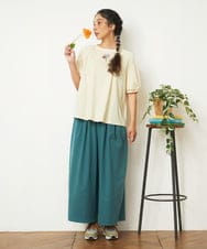 GJKGD01180 Jocomomola(ホコモモラ) 【接触冷感/2WAY】T/C天竺 フラワープリントTシャツ アイボリー