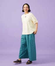 GJKGD01180 Jocomomola(ホコモモラ) 【接触冷感/2WAY】T/C天竺 フラワープリントTシャツ アイボリー