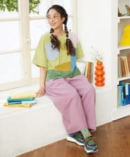 GJKGD02200 Jocomomola(ホコモモラ) 【接触冷感】T/C天竺 アップリケTシャツ グリーン