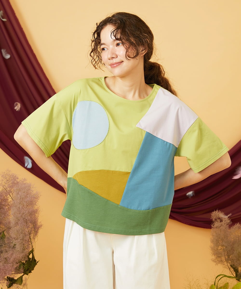 着せ替え服・アウトフィット Yuko.O 接触冷感】T/C天竺 アップリケTシャツ(カットソー・Tシャツ