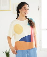 GJKGD02200 Jocomomola(ホコモモラ) 【接触冷感】T/C天竺 アップリケTシャツ アイボリー