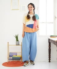 GJKGD02200 Jocomomola(ホコモモラ) 【接触冷感】T/C天竺 アップリケTシャツ アイボリー