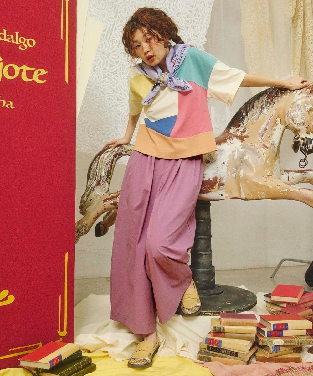 GJKGD02200 Jocomomola(ホコモモラ) 【接触冷感】T/C天竺 アップリケTシャツ アイボリー