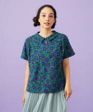 GJKGD30190 Jocomomola(ホコモモラ) Dorotea フラワープリント半袖カットソー ネイビー