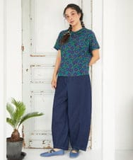 GJKGD30190 Jocomomola(ホコモモラ) Dorotea フラワープリント半袖カットソー ネイビー