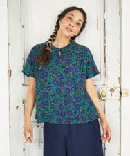 GJKGD30190 Jocomomola(ホコモモラ) Dorotea フラワープリント半袖カットソー ネイビー