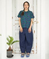 GJKGD30190 Jocomomola(ホコモモラ) Dorotea フラワープリント半袖カットソー ネイビー