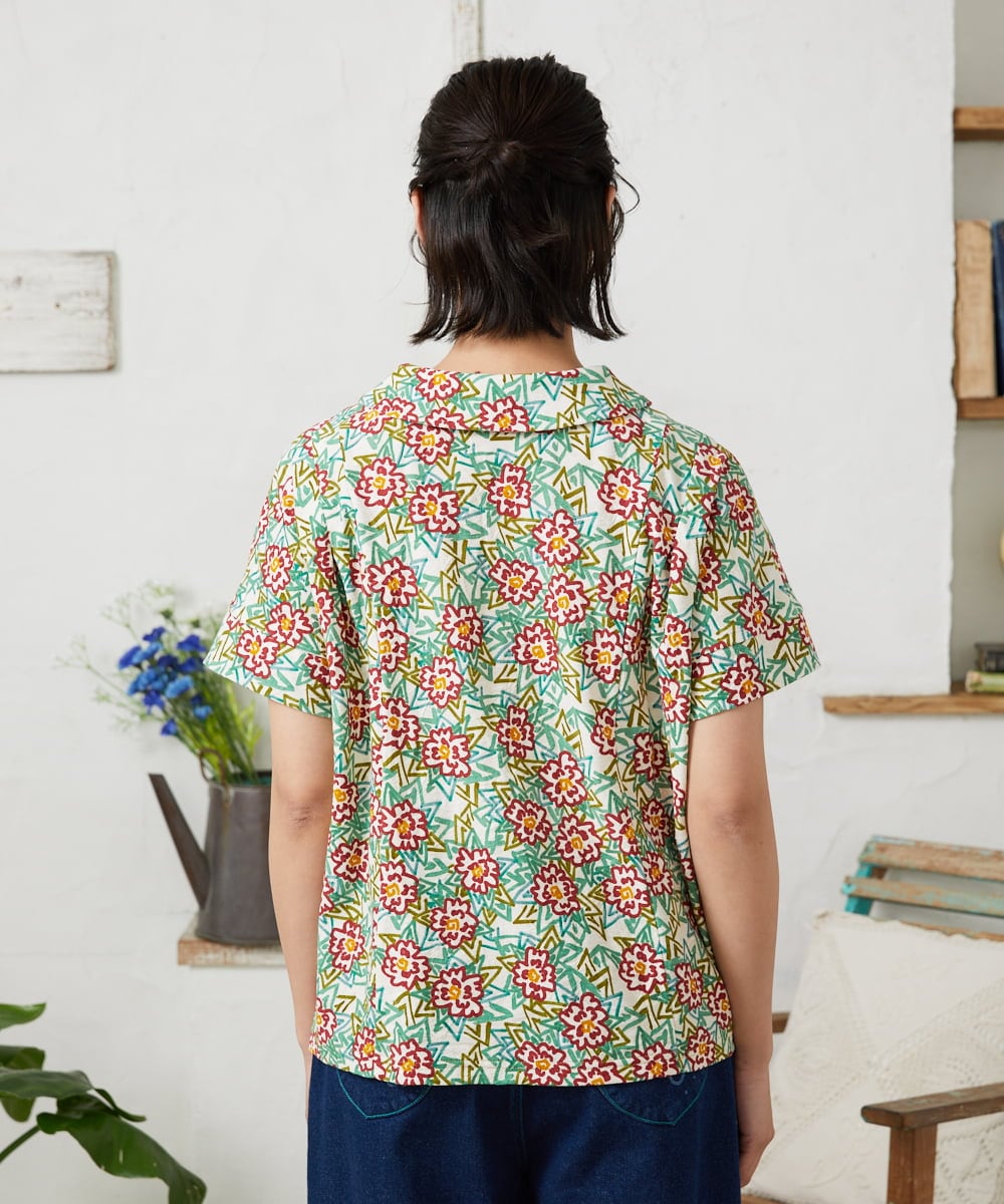 GJKGD30190 Jocomomola(ホコモモラ) 【早割10％OFF】フラワープリント半袖カットソー アイボリー