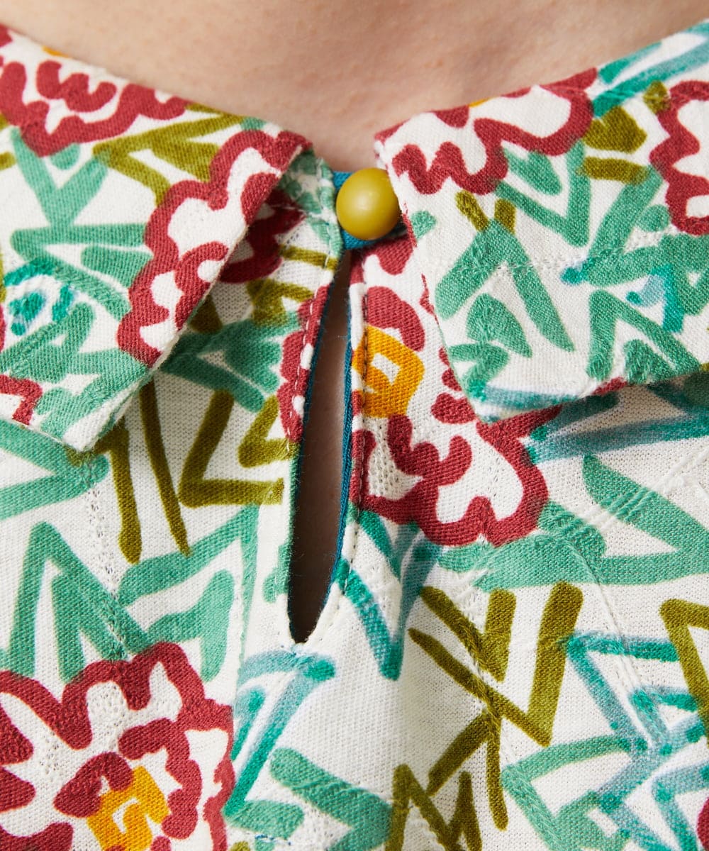 GJKGD30190 Jocomomola(ホコモモラ) 【早割10％OFF】フラワープリント半袖カットソー アイボリー