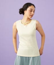 GJKGD32100 Jocomomola(ホコモモラ) 【2WAY】フラワー刺繍シフォンタンクトップ アイボリー