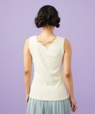 GJKGD32100 Jocomomola(ホコモモラ) 【2WAY】フラワー刺繍シフォンタンクトップ アイボリー