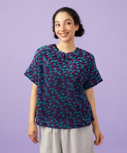 GJKGD33180 Jocomomola Livia de flores フラワージャカードカットソー