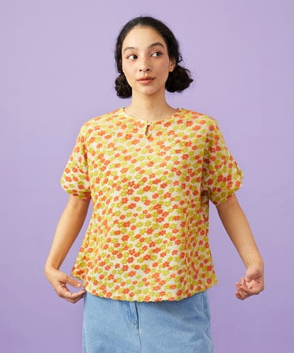 GJKGD33180 Jocomomola Livia de flores フラワージャカードカットソー