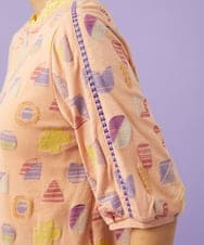 GJKGD34200 Jocomomola(ホコモモラ) Sala de baile ブークレジャカードカットソー サーモンピンク