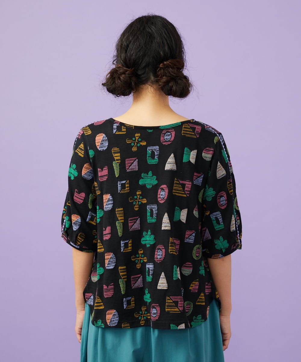 GJKGD34200 Jocomomola(ホコモモラ) Sala de baile ブークレジャカードカットソー ブラック