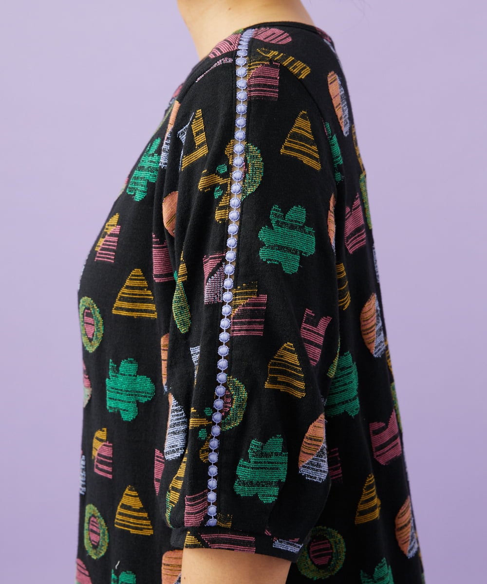 GJKGD34200 Jocomomola(ホコモモラ) Sala de baile ブークレジャカードカットソー ブラック