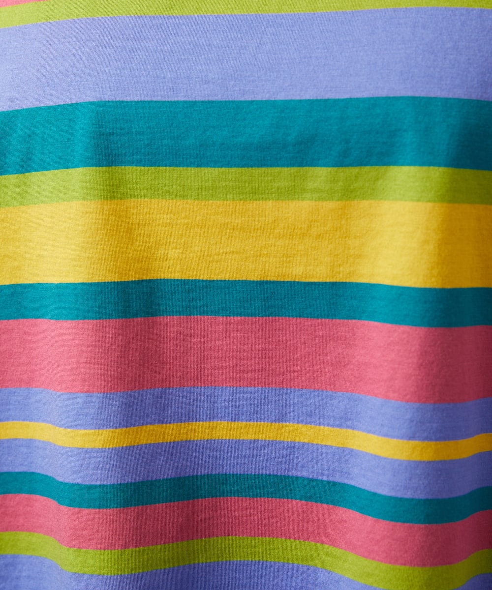 GJKGD35140 Jocomomola(ホコモモラ) 【接触冷感】シルケット天竺ボーダーTシャツ マルチボーダー