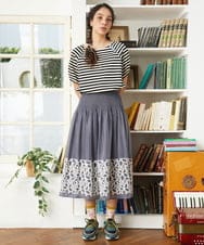 GJKGD35140 Jocomomola(ホコモモラ) 【接触冷感】シルケット天竺ボーダーTシャツ ブラック×アイボリー