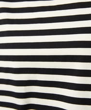 GJKGD36160 Jocomomola(ホコモモラ) 【接触冷感】シルケット天竺フラワーボーダーアップリケTシャツ ブラック×アイボリー