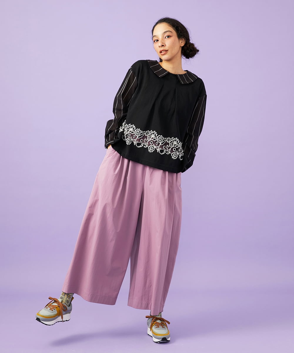 GJKGD70220 Jocomomola(ホコモモラ) Calle Cervantes ドッキングカットソー ブラック