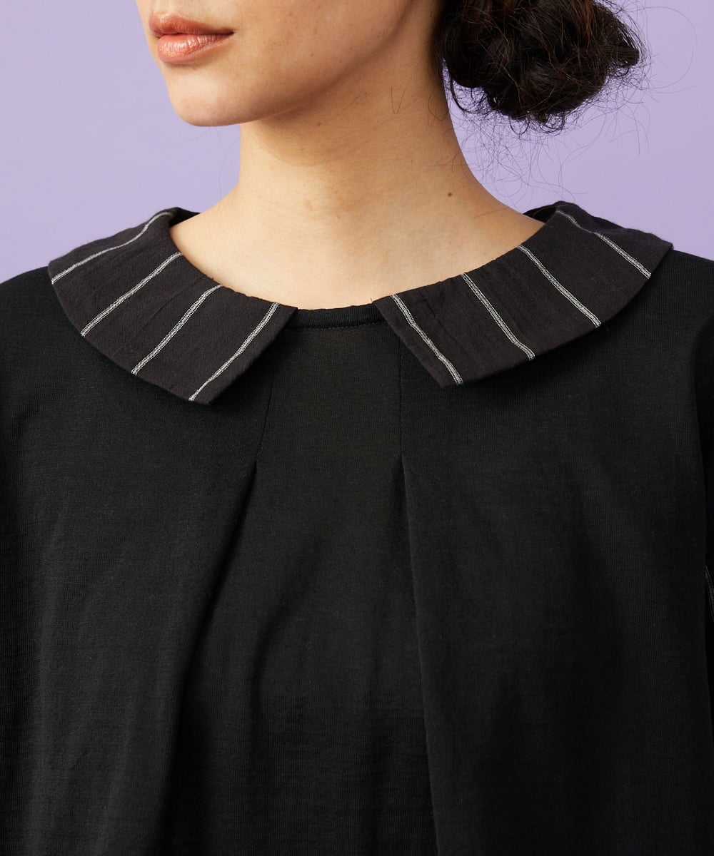 GJKGD70220 Jocomomola(ホコモモラ) Calle Cervantes ドッキングカットソー ブラック