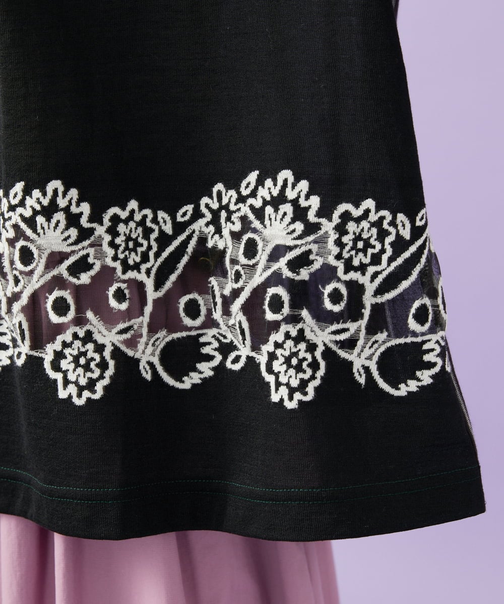 GJKGD70220 Jocomomola(ホコモモラ) Calle Cervantes ドッキングカットソー ブラック