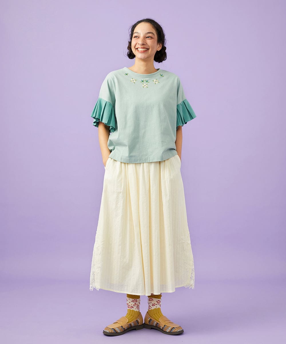 GJKGD71180 Jocomomola(ホコモモラ) Pensamiento ニットドッキングカットソー グリーン