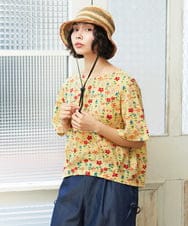 GJKGE38180 Jocomomola(ホコモモラ) Ondular フラワープリントカットソー ライトイエロー