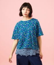 GJKGE38180 Jocomomola(ホコモモラ) Ondular フラワープリントカットソー ブルー