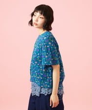GJKGE38180 Jocomomola(ホコモモラ) Ondular フラワープリントカットソー ブルー