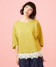 GJKGE43150 Jocomomola(ホコモモラ) Frijol ドットジャカードドルマンスリーブカットソー イエロー