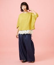 GJKGE43150 Jocomomola(ホコモモラ) Frijol ドットジャカードドルマンスリーブカットソー イエロー