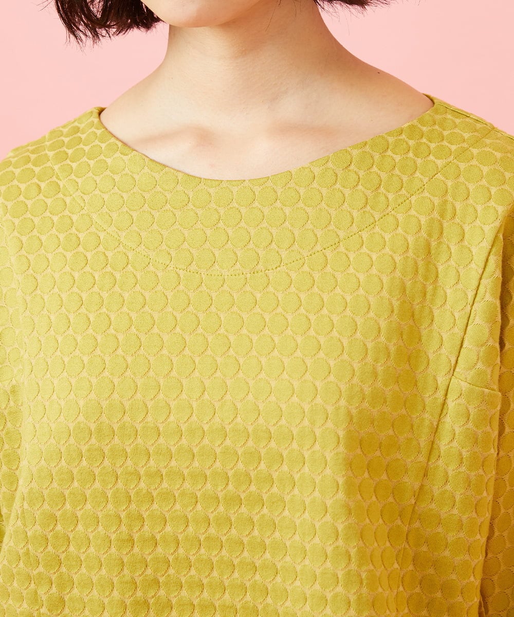 GJKGE43150 Jocomomola(ホコモモラ) Frijol ドットジャカードドルマンスリーブカットソー イエロー