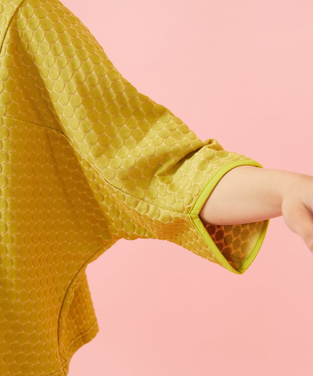 GJKGE43150 Jocomomola(ホコモモラ) Frijol ドットジャカードドルマンスリーブカットソー イエロー