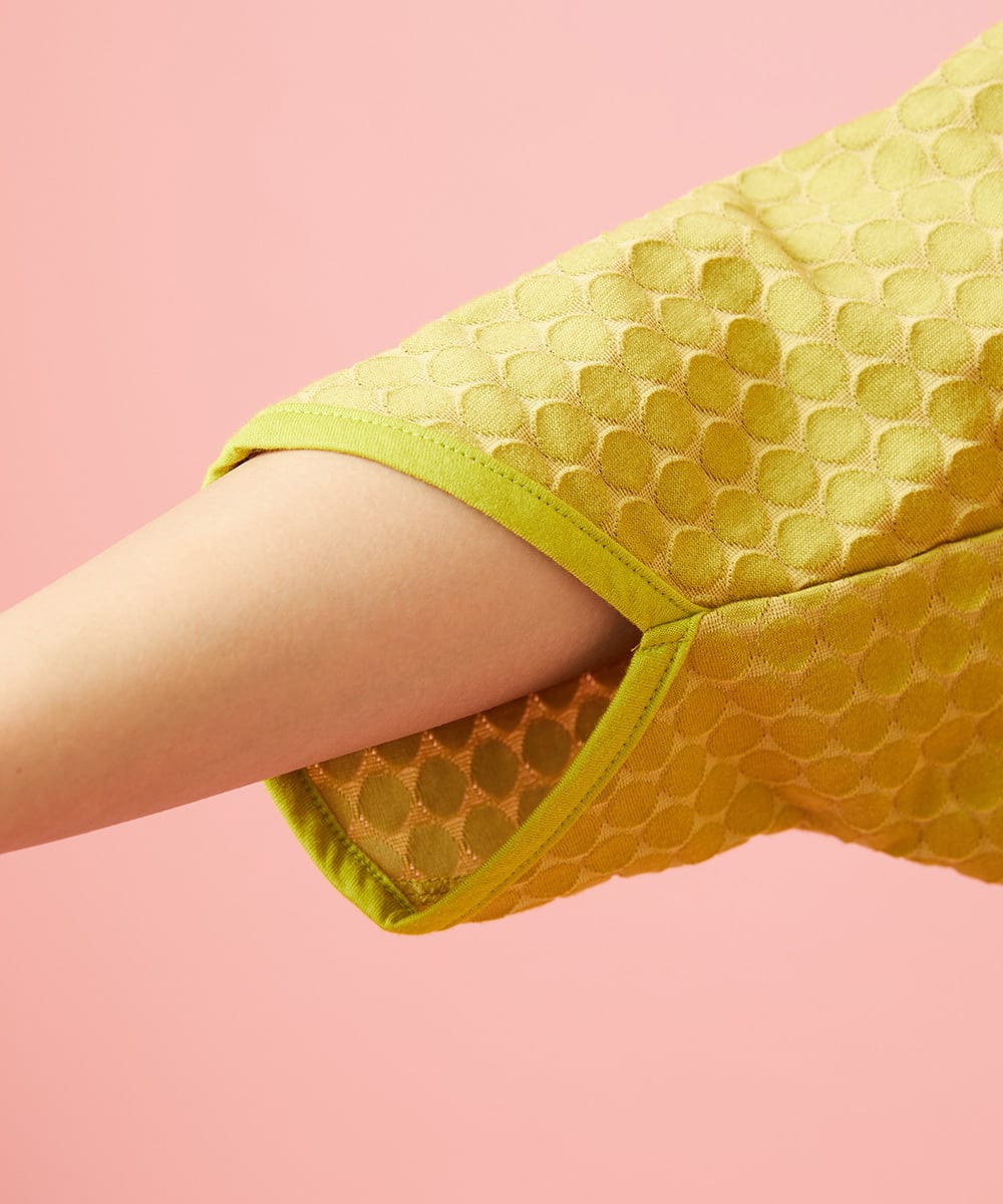 GJKGE43150 Jocomomola(ホコモモラ) Frijol ドットジャカードドルマンスリーブカットソー イエロー