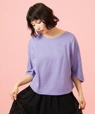 GJKGE43150 Jocomomola(ホコモモラ) Frijol ドットジャカードドルマンスリーブカットソー ラベンダー