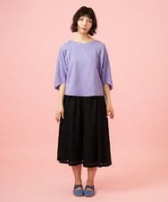 GJKGE43150 Jocomomola(ホコモモラ) Frijol ドットジャカードドルマンスリーブカットソー ラベンダー